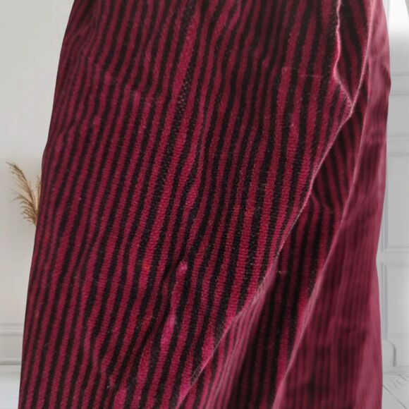 Vintage Perry Ellis Whimsigoth Striped Blazer Size 6 Puff Sleeve Maroon Velour - Picture 12 of 16